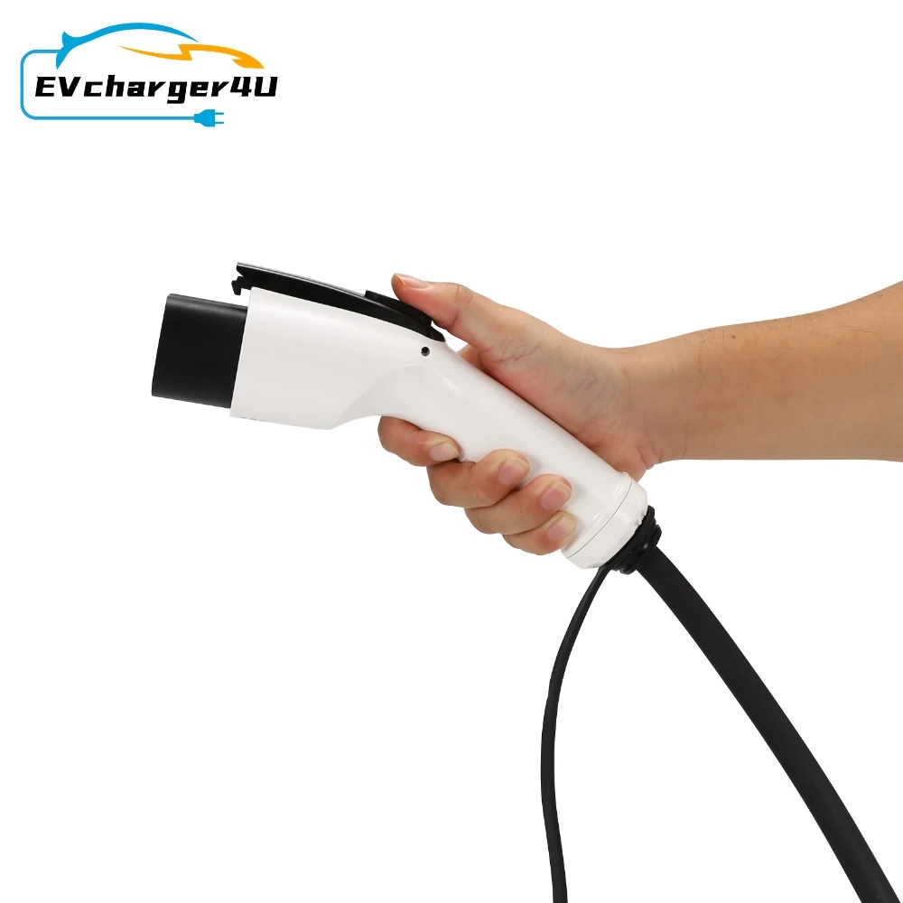 EVcharger4U IEC62196 Type 2 to GBT Spiral EV Charing Cable 1Phase/3Phase 32A 5M Type2 GB/T Coiled EVSE Cable for Chinese EV