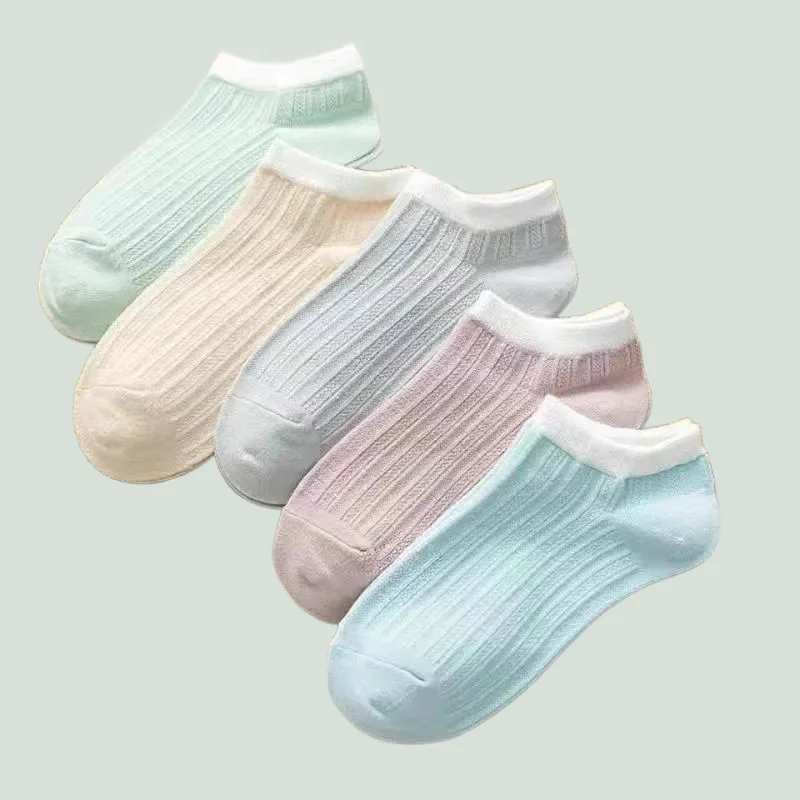 5/10 Pairs Light Mouth Invisible Socks Candy Women's High Quality Women's Summer Thin Socks Fashion Solid Color Mesh Boat Socks