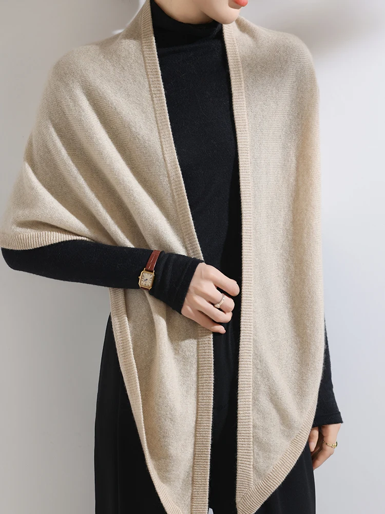 

High Quality Shawl Women's Scarf Shawl Autumn Winter Sweater 100% Cashmere Scarf French Wrap Ornament Pack Edge Triangle Shawl