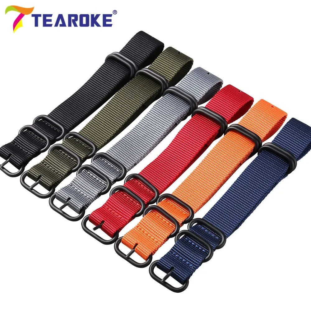 Durable Nylon Strap 18mm 20mm 22mm 24mm Stainless Steel Ring Buckle Men Military Replacement Watch Band for Big Wrist