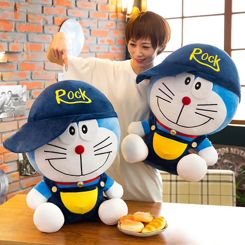 Cute Plush Doraemon Cat with Hat Stuffed Toy Cartoon Anime Doll Pillow for Kids Birthday Gift Plushie Stuffed Animal