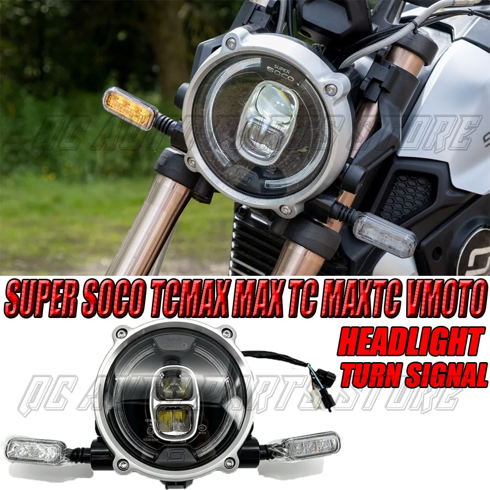 LED Headlight With Turn Signal Assembly For SUPER SOCO TCMAX MAX TC MAXTC VMOTO Electric Motorcycle Front Light