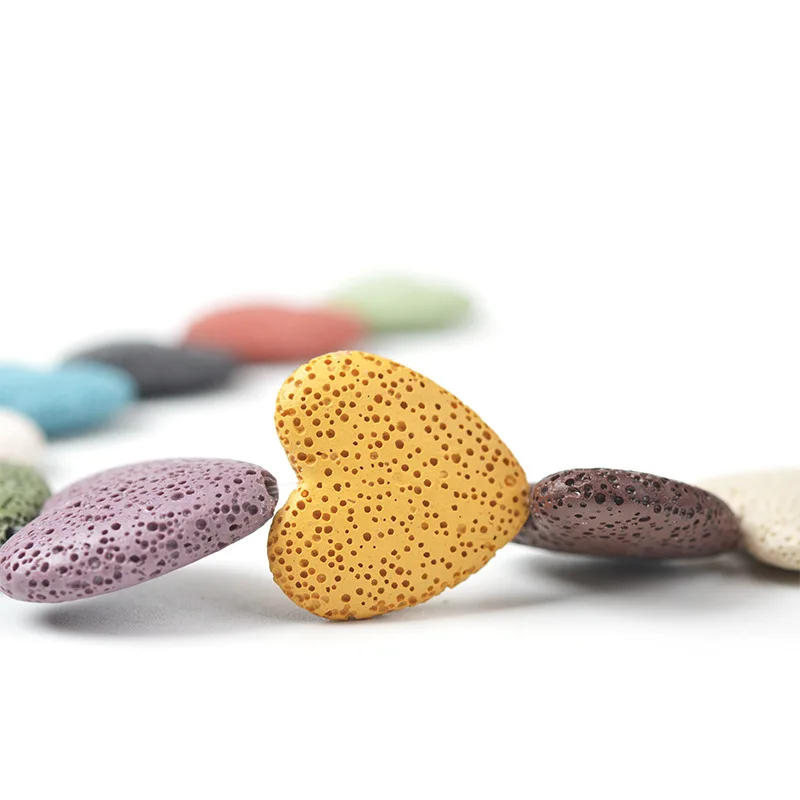 20MM Natural Lava Colorful Heart Shaped Volcanic Stone Spacer Beads Charming Loose Beads DIY Earrings Necklace Jewelry image 4