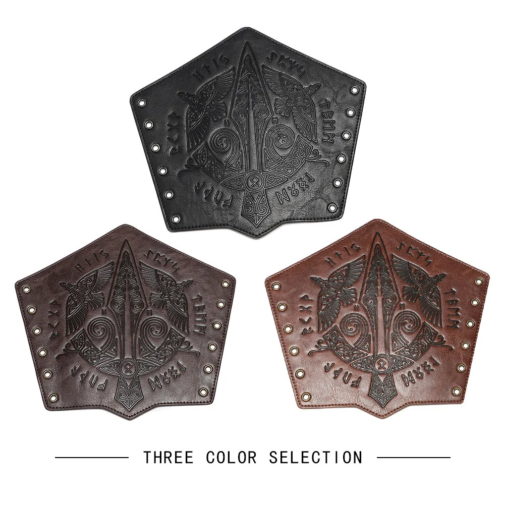 2er-Pack Kunstleder-Armbänder, Wikinger-Mittelalter-Armschützer, Armbänder, Renaissance-Kostümzubehör für Halloween, LARP, Cosplay – Detail 3