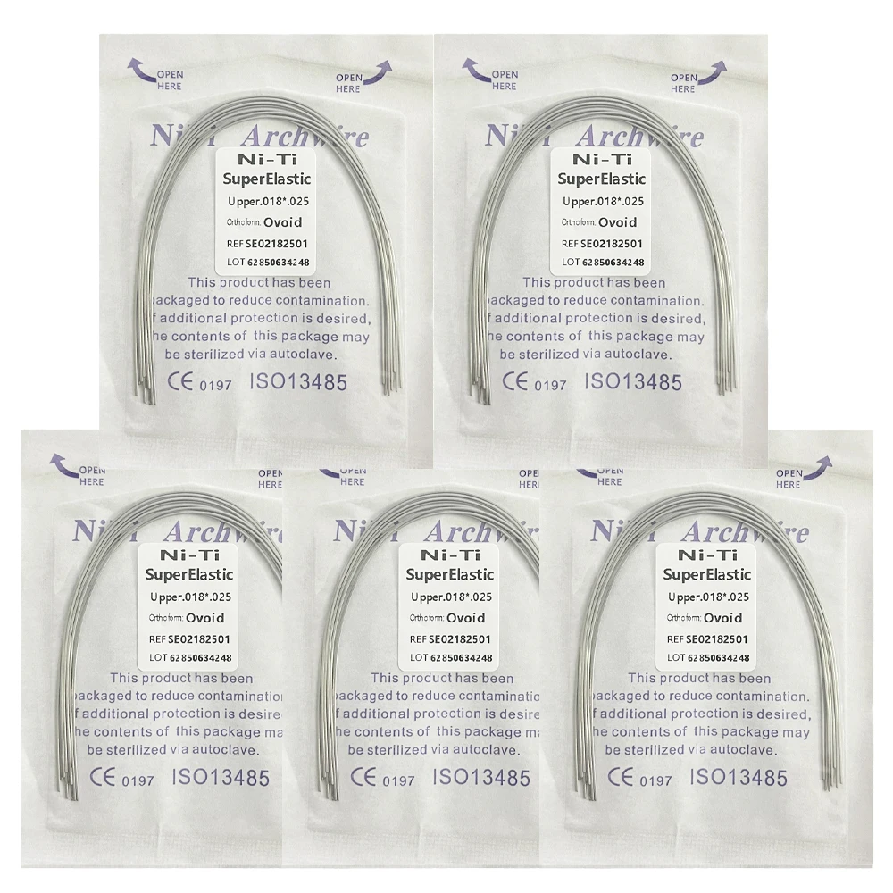 5Pack AG Tandheelkundige Boogdraden Orthodontische Super Elastische NITI Ronde Rechthoekige Boogdraad Onder/Boven 012/014/016/018/020/16x16/16x22