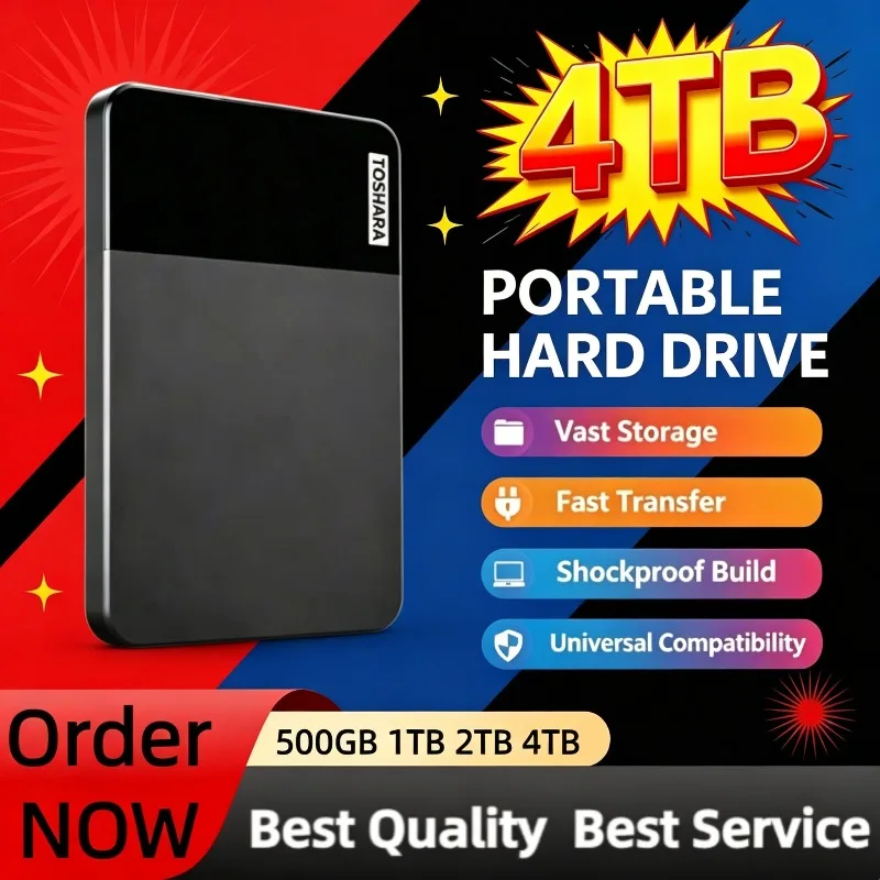 Portable Encrypted External Hard Drive Large Capacity 500GB 1TB 2TB 4TB USB3.0 Office File Backup Hard Disk For Desktop, Laptop
