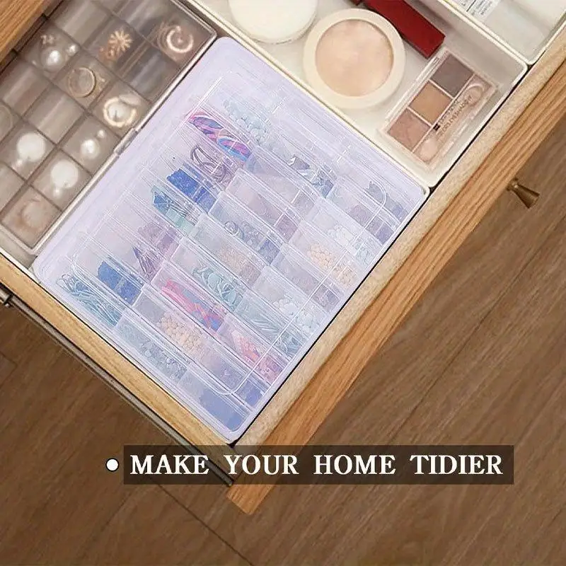 Set Kotak Penyimpanan Perhiasan Mini 30 Grid, Kotak Plastik Transparan, Organizer DIY untuk Anting, Cincin, Manik-manik, Kancing, Aksesoris Kerajinan