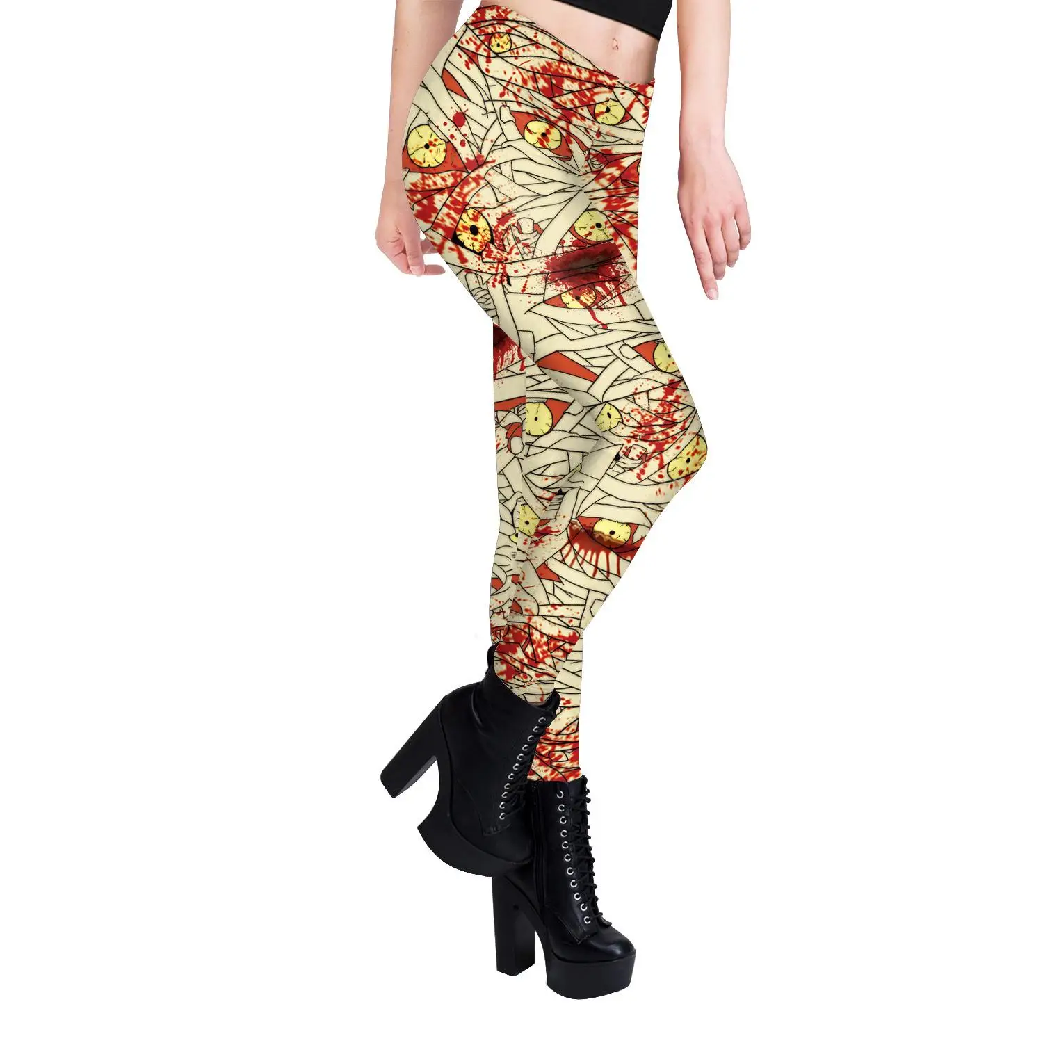 Pantaloni da yoga con stampa loween Leggings sportivi Pantaloni lunghi da donna in fibra di poliestere Stagione primaverile 2024