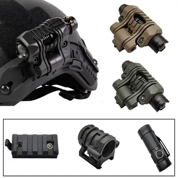 戰術頭盔手電筒套裝 偵察兵迷你LED燈 戶外狩獵 軍用頭盔燈架 適用於FAST頭盔20mm導軌 10 最佳銷售 頭盔燈戰術 - №8