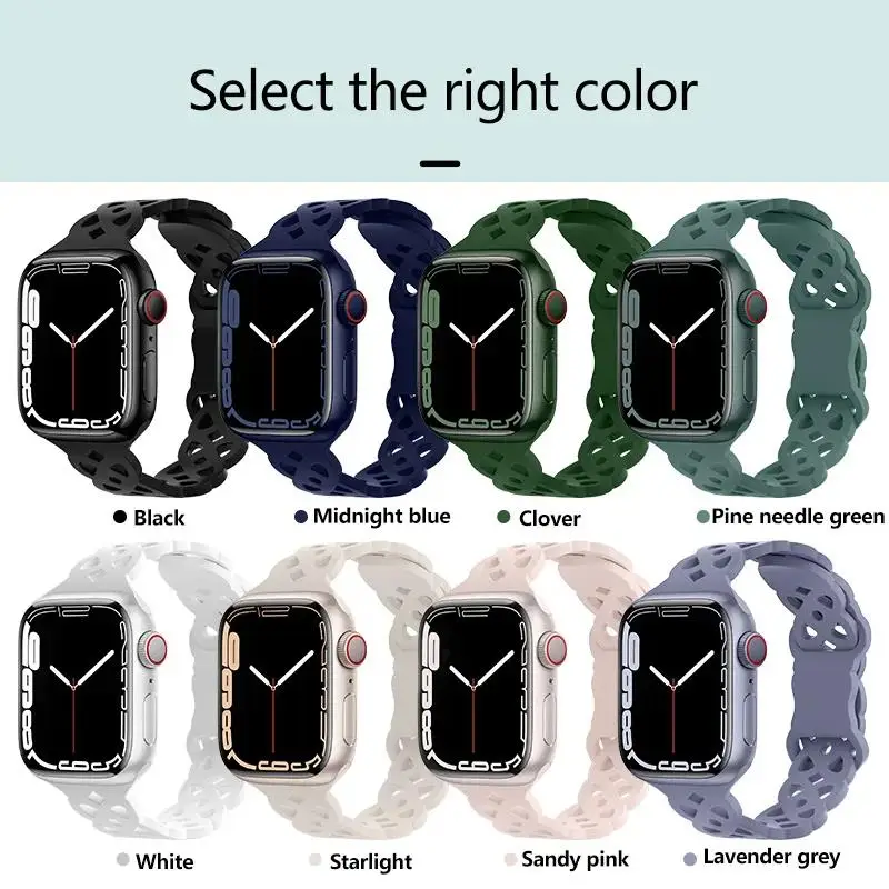 Silicone Strap for Apple Watch Band 44mm 40mm 45mm 41mm 49mm 42mm 38mm Sport Bracelet iWatch Series Ultra 9 8 7 SE 6 5 4 3 2 1