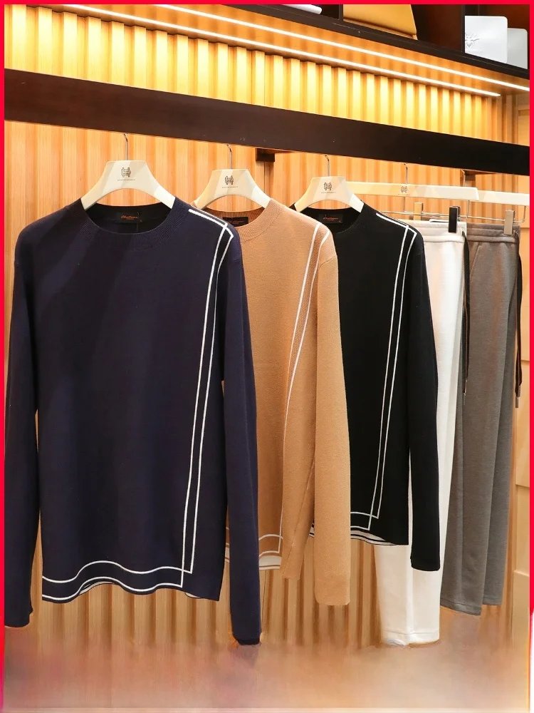 

Oversized Knitwear Long Sve round Ne Sweater for Men Color Blo Design Faionable Casual Winter Top