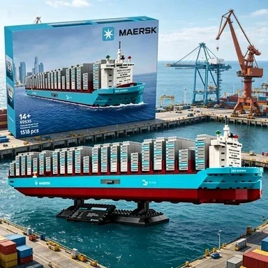 Blocos de Montar Bandai 40955 Maersk Dual Fuel Container Ship, Decoração para Casa, Presente compatível com peças LEGO