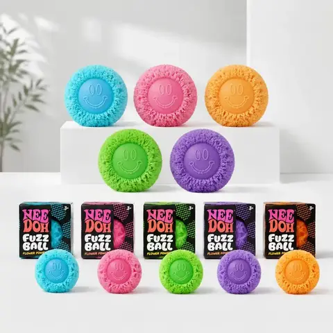 Nee Doh Fuzz Ball Series for Stress Relief Soft Squeeze Toy Desktop Decompression Ornament Anxiety Relief Sensory Toy Fun