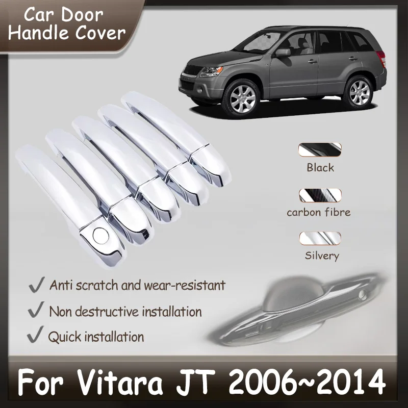 Car Door Handle Covers For Suzuki Vitara JT Grand Nomade Escudo 2006~2014 2007 2008 Chrome Protective Auto Accessories Stickers