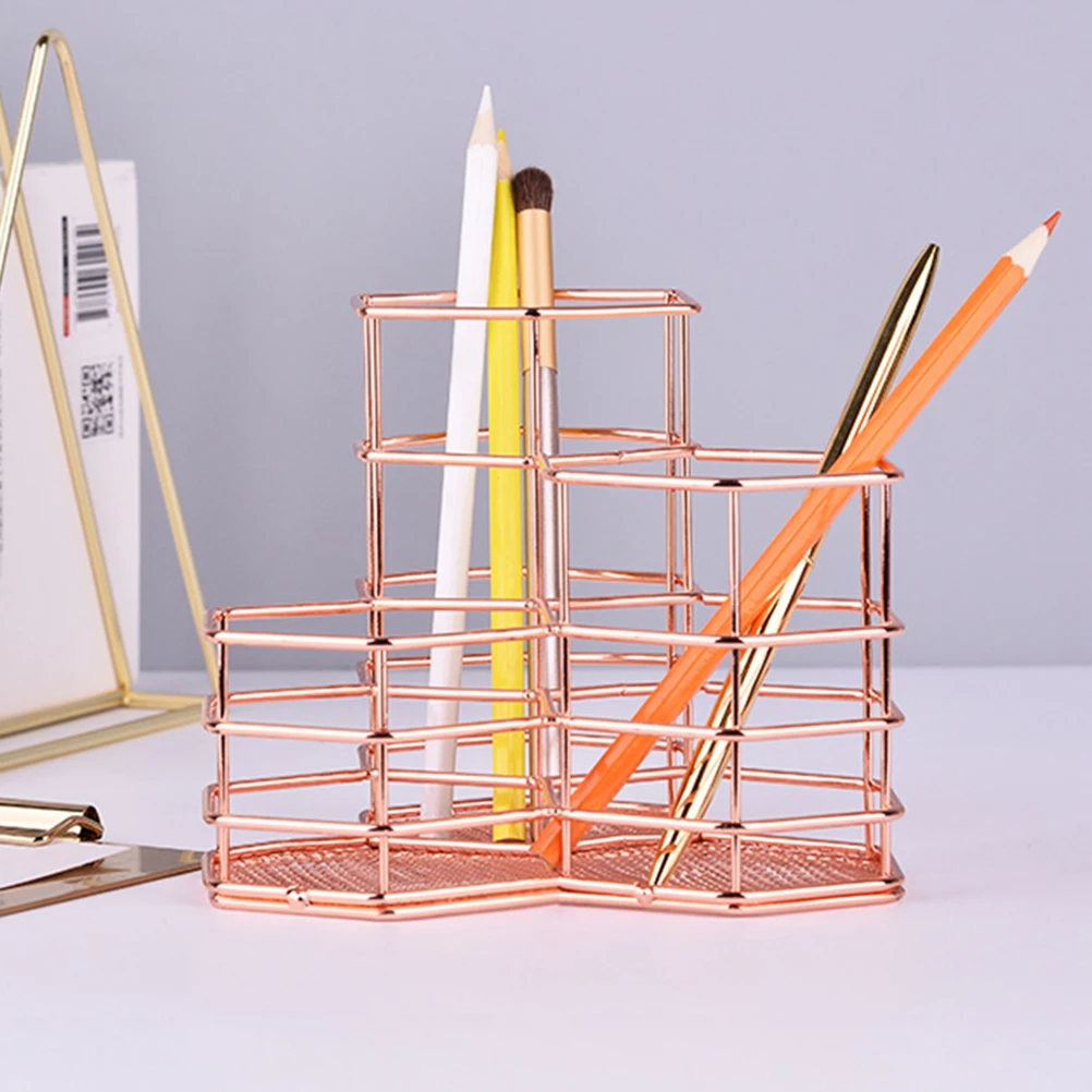 

Iron Pen Holder Makeup Brushes Container Nordic Stationery Organizer for Desk