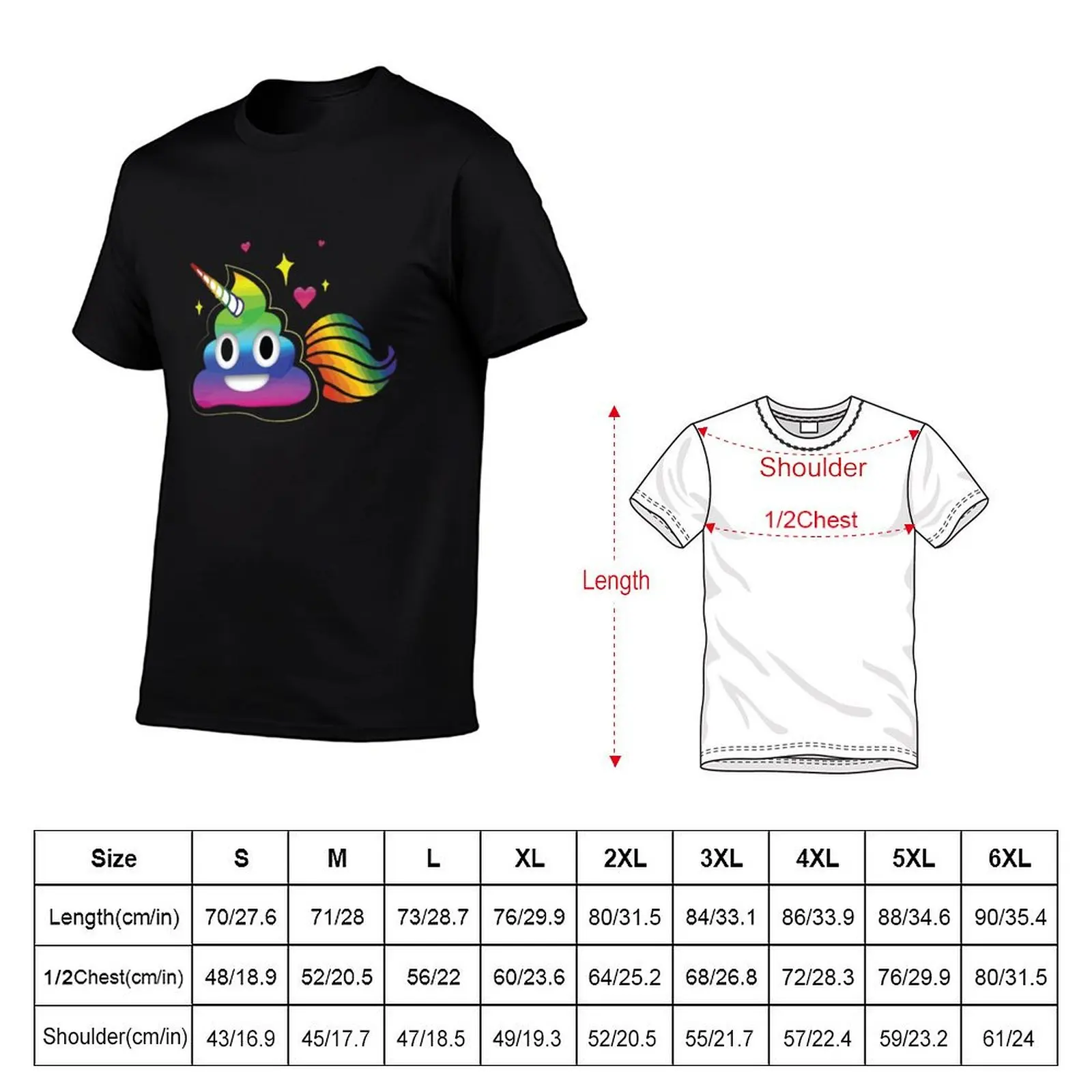 Cute Girl Rainbow Poop T-Shirt Urban Style Casual Short Sleeve Top