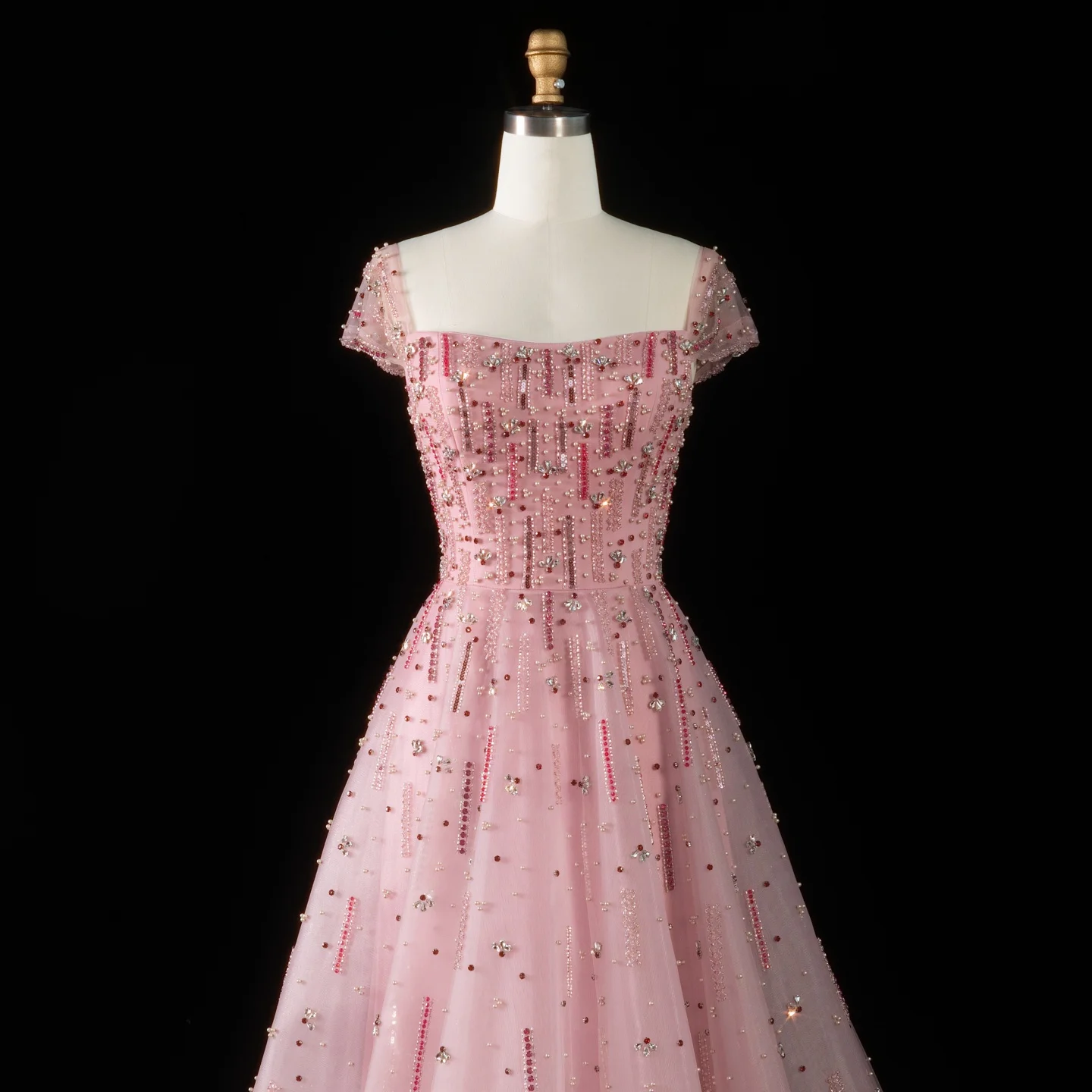 Sharon Said Dubai Elegantes Luxuriöses Rosa Schulterfreies Abendkleid mit Perlenstickerei A-Linie Damen Hochzeitsfeierkleider 2026 SS226 Maßanfertigung – Detail 9