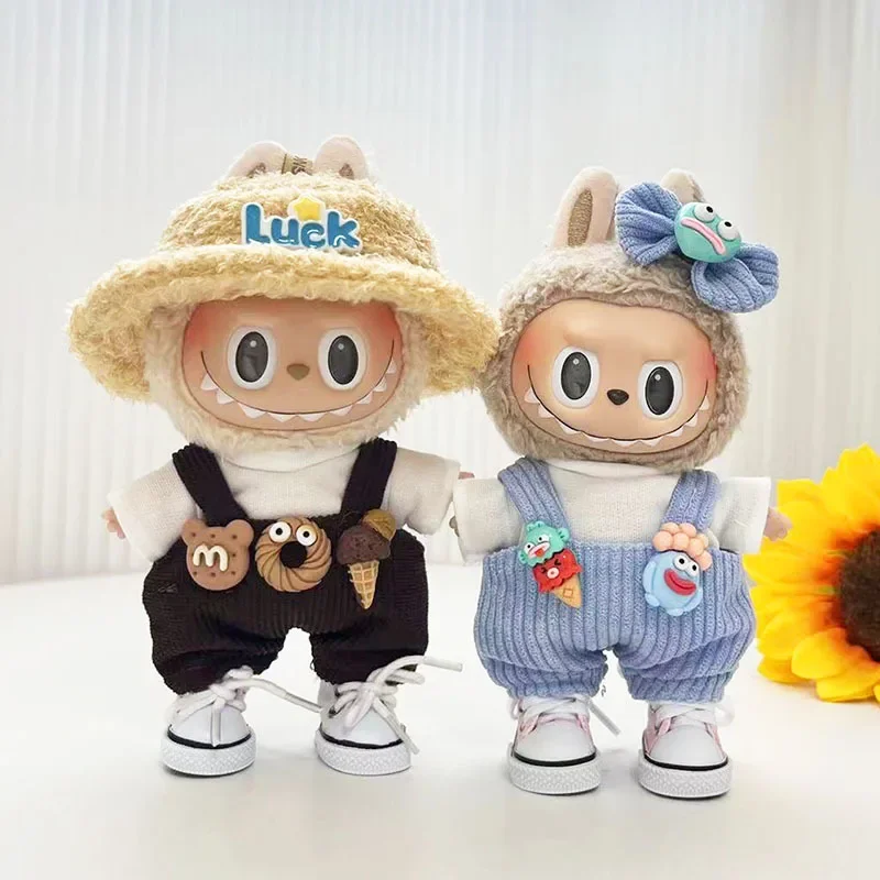 Cute Mini Just Plush Doll'S Clothes Outfit Accessories For Korea Kpop Exo Labubu Idol Dolls Donut Overalls Clothing Diy Kid Gift