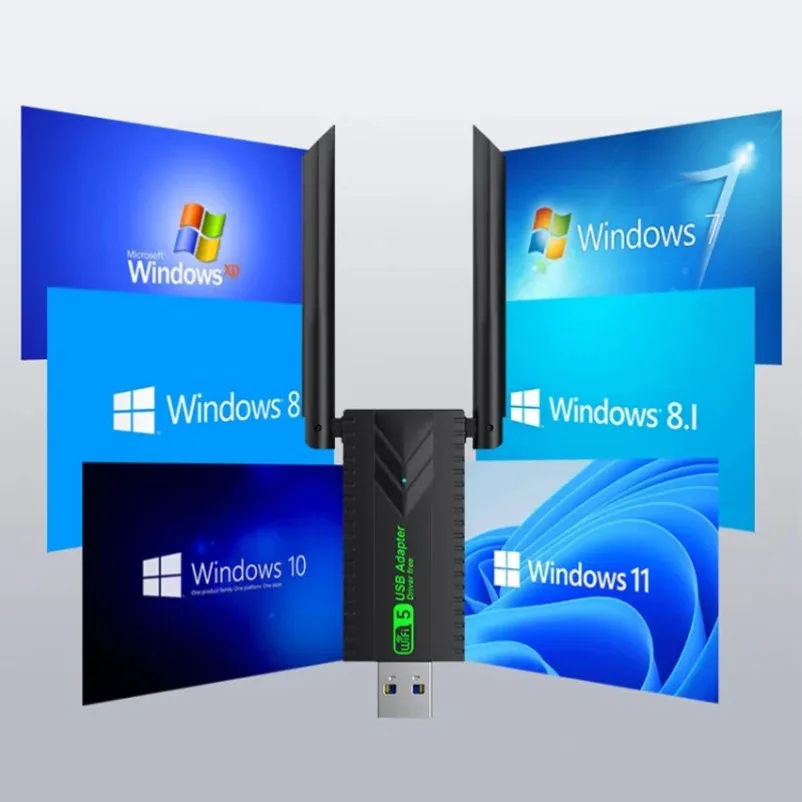 ثنائي النطاق 2.4G + 5Ghz 1300Mbps واي فاي USB محول واي فاي دونغل استقبال USB3.0 عالية السرعة بطاقة الشبكة اللاسلكية سائق مجاني