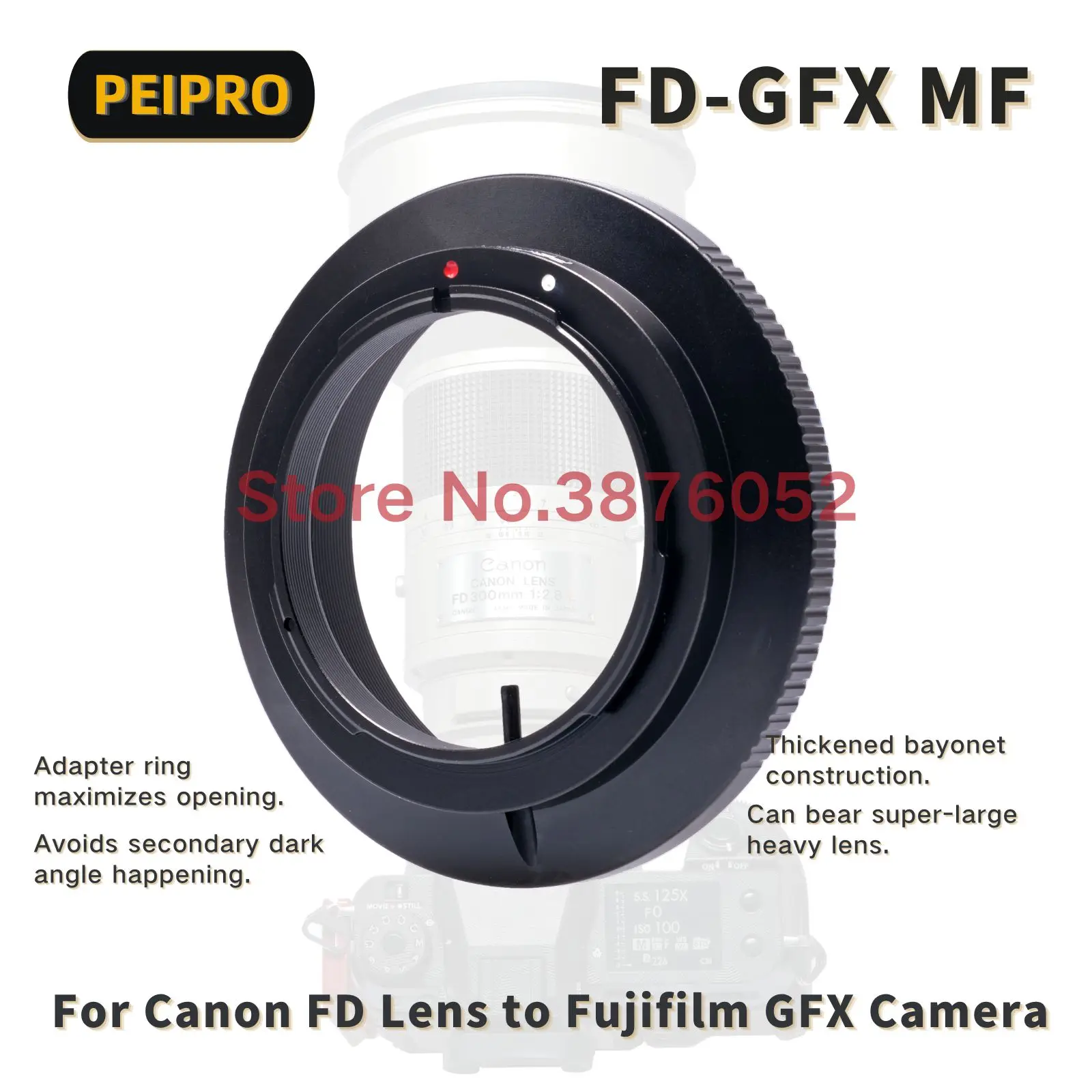 PEIPRO FD-GFX Lens Adapter Converter Compatible with Canon FD Lens to Fujifilm GFX Mount Camera GFX100S GFX100 50R 50S 50SII