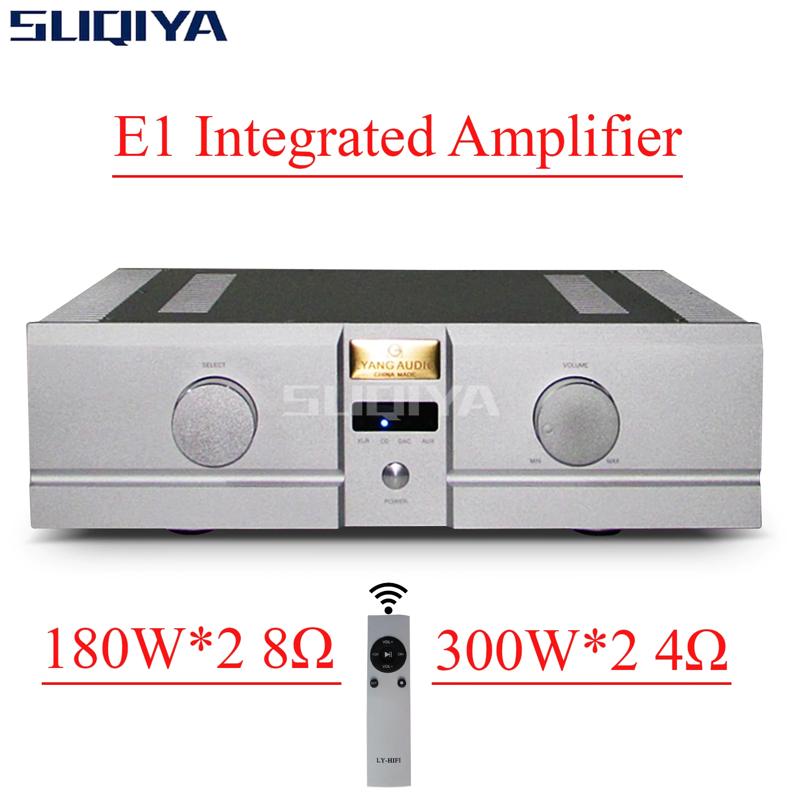 

SUQIYA-E1 Integrated Amplifier 180W*2 8Ω 300W*2 4Ω with Remote Control 3 Way Single-ended Input 1 Way Balanced Input