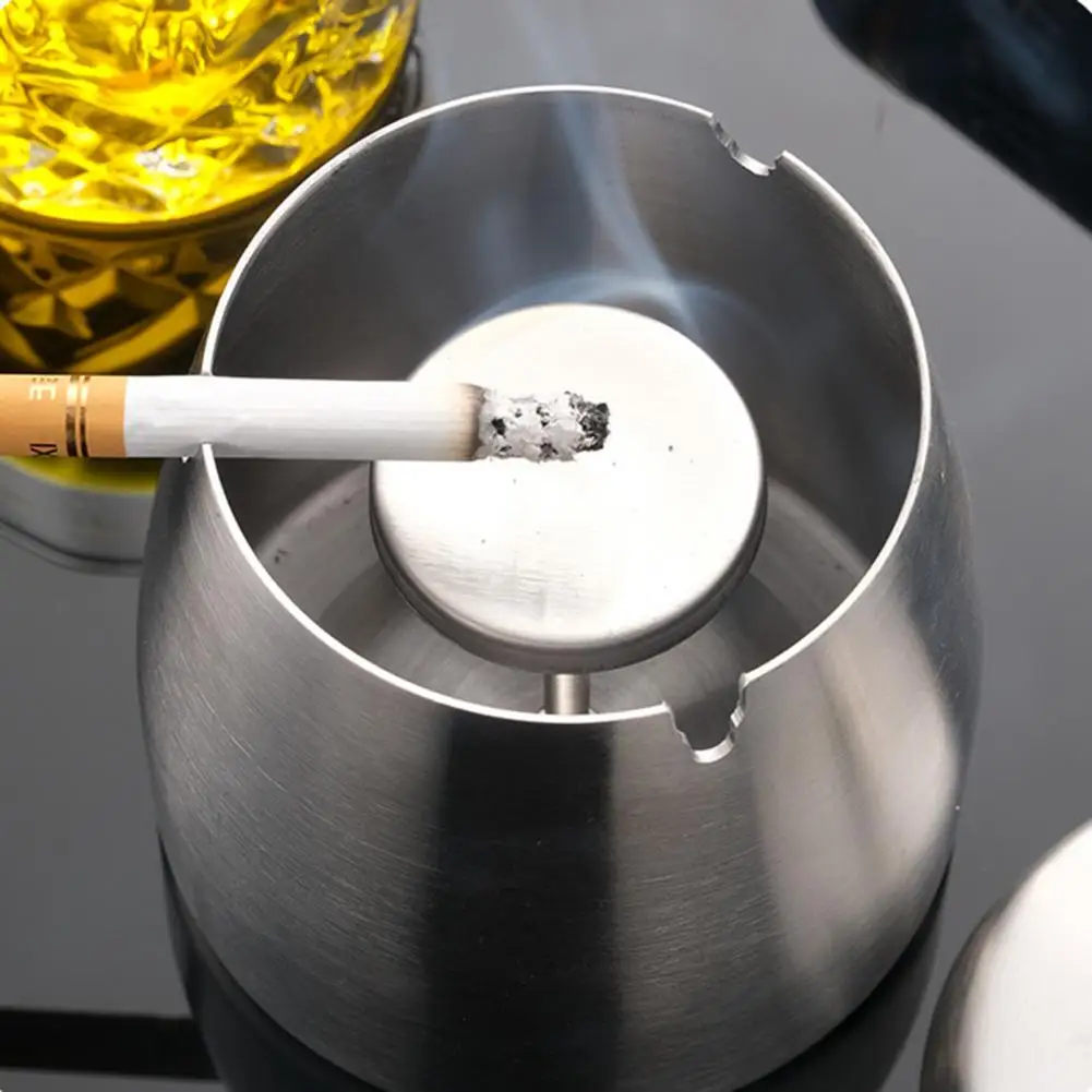 Stainless Steel Ashtray With Lid Windproof Metal Cigarette-Butt Storage Box For Home Hotel Smell Proof Smokeless Ashtray Gift