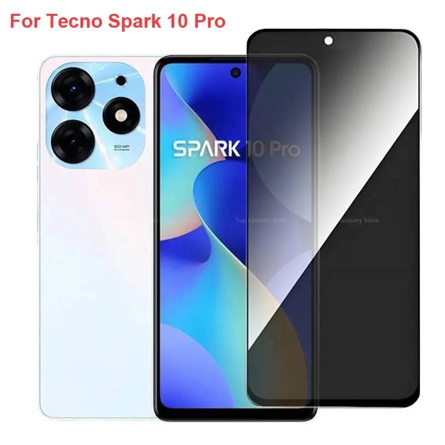 

Spark 10 Anti Spy Privacy Tempered Glass Screen Protector Compatible For Tecno Spark10 Pro Phone Film