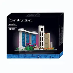 Street View 21057 Architecture Skyline Singapore Building Blocks Bricks Classic Model Christmas Toys for Kids Gifts