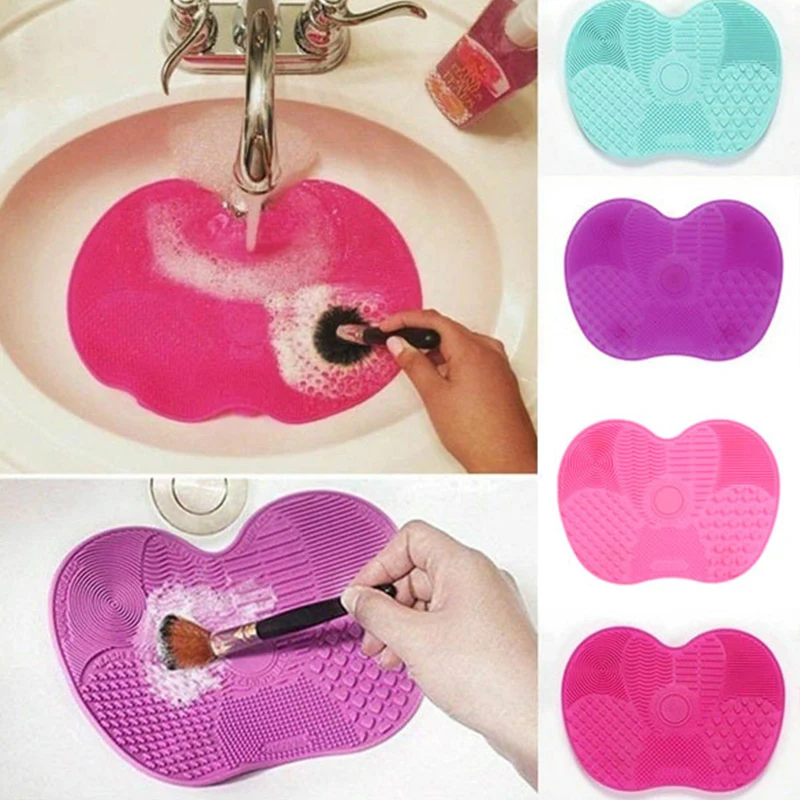 Tampon de nettoyage de brosse de maquillage en silicone, planche à récurer, nettoyant cosmétique, lavage de maquillage, polymère de livres de gel,