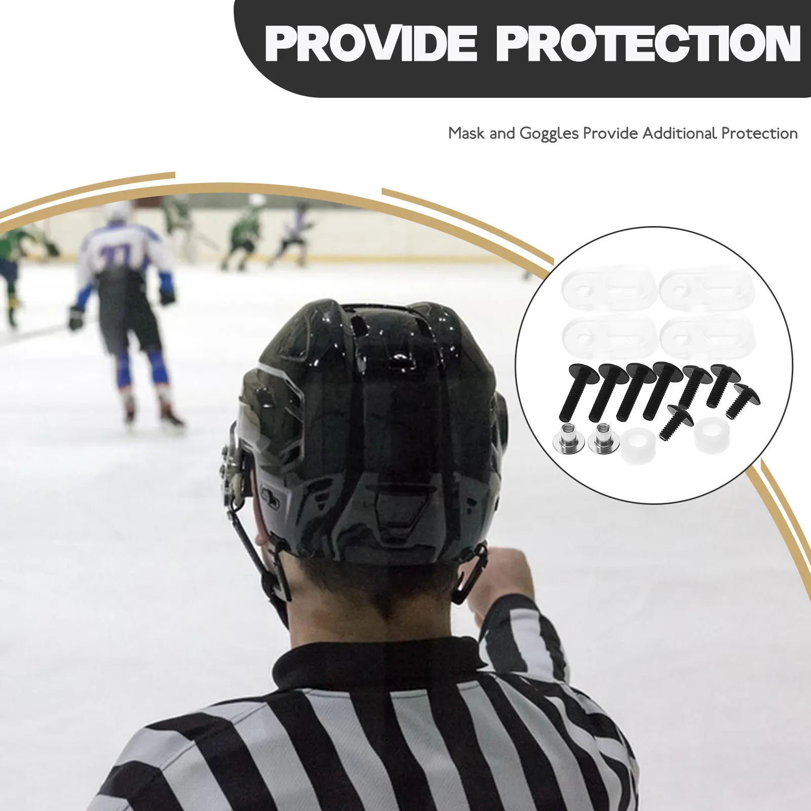 Ice Hockey Repair Kit 24 Piece Universal Visor Clips Screws Nuts Rubber Gaskets Chin Strap Adapters