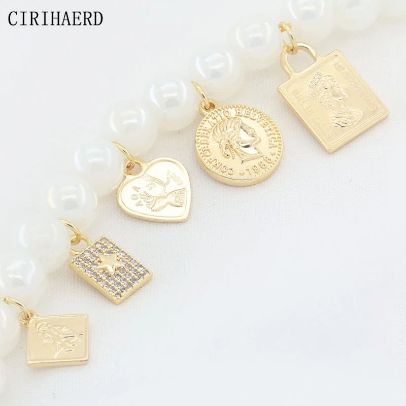 

2PCS Necklace Jewelry Decoration Round Small Charm 14K Gold Plated Brass Charms And Pendants For DIY Bracelet Making Accessories