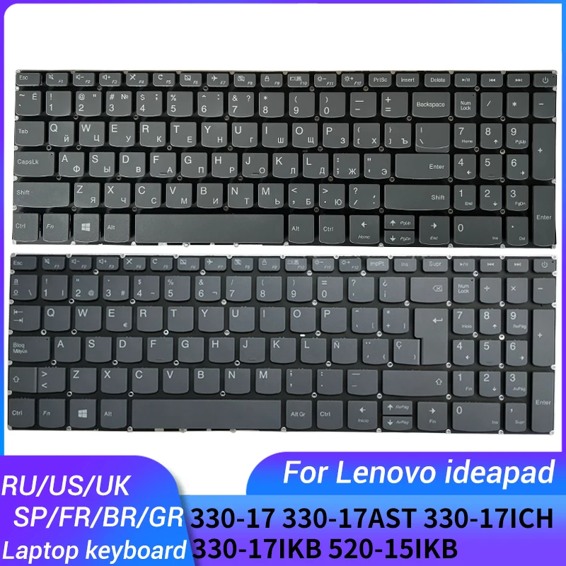 Nowa rosyjska/amerykańska/brytyjska/hiszpańska/francuska/niemiecka/brazylijska klawiatura do laptopa Lenovo IdeaPad 330-17 330-17AST 330-17ICH 330-17IKB 520-15IKB