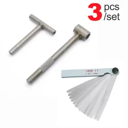 Motorcycle Engine Valve Screw Adjusting Spanner Tool Valve clearance adjustment tools + Feeler gauge 0.02-1