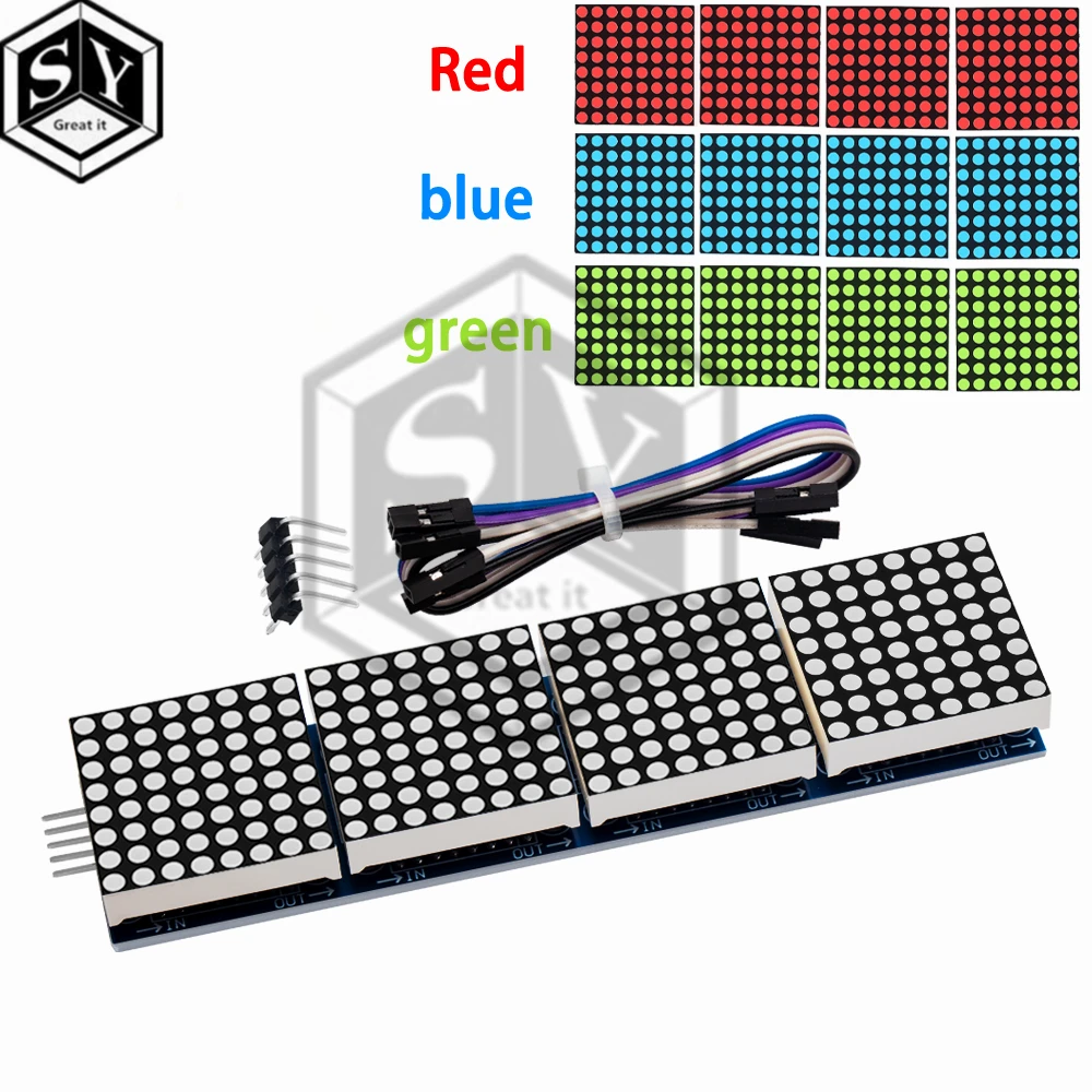 1PCS MAX7219 Dot Matrix Module For Arduino Microcontroller 4 In One Display with 5P Line