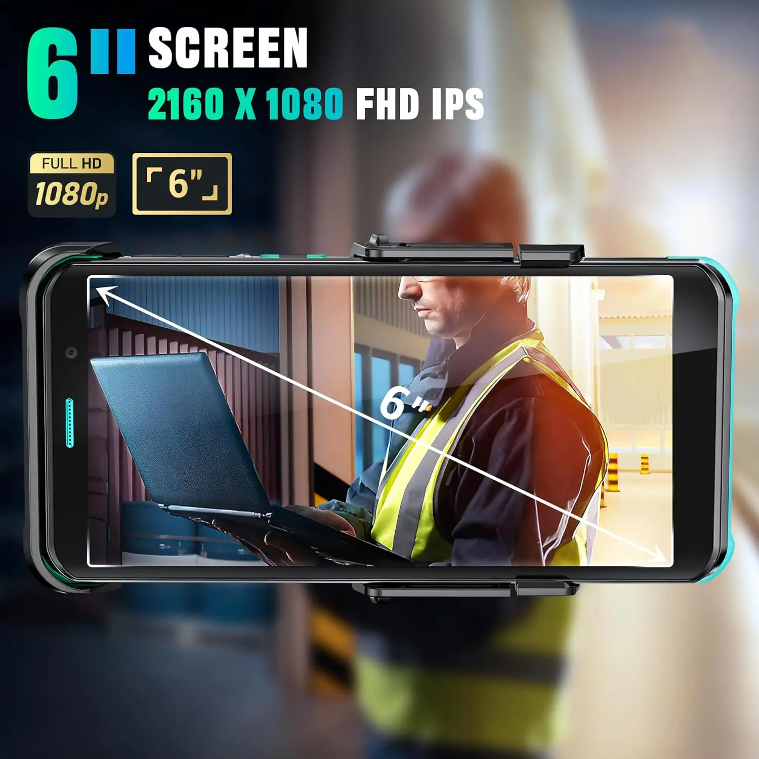 Android 14 GMS Handheld Computer with Data Collect Terminal Barcode Scanner Hand Grip Protective Case Hand Strap Cradle-in Stock
