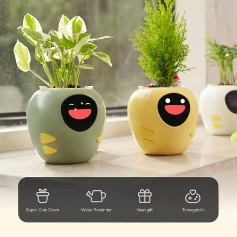 2026 New Plantagotchi Robot Planter, Extra Large AI Interactive Smart Flower Pot Leafypod Plantiboy Home Decoration Pot