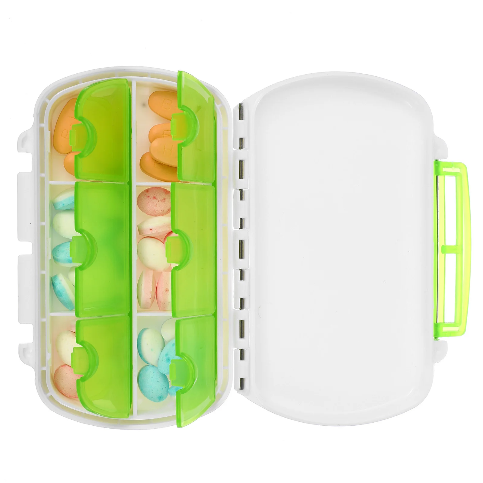 

Portable 6 Slot Pill Organizer Box Medicine Vitamin Holder Rotated Lid Travel Case Weekly Daily Dispenser Reminder for All Ages