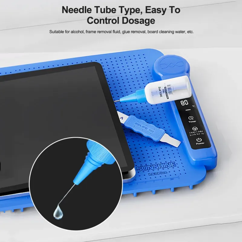 Botella solvente de tubo de aguja RELIFE TB2 para eliminación de líquido de Alcohol/marco/eliminación de pegamento, sellado fuerte, botella vacía de doble tapa