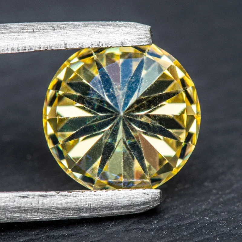 Moissanite Vivi sertifikat GRA, alat penguji berlian longgar VVS1 potongan bulat berwarna kuning