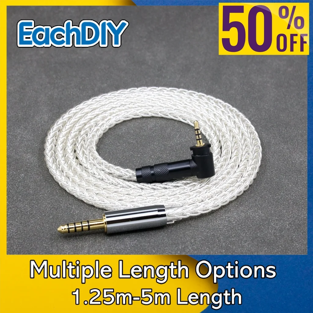 

HIFI Earphone Headphone Cable For Fostex T50RP 50TH Anniversary RP Stereo 7n Pure Silver Palladium 8 Core 8498