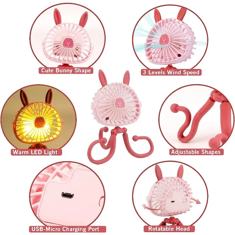 

Вентилятор для коляски, персональный портативный настольный ручной вентилятор для детской кроватки и автокресла, USB-перезаряжаемый мини-вентилятор, аксессуары для колясок