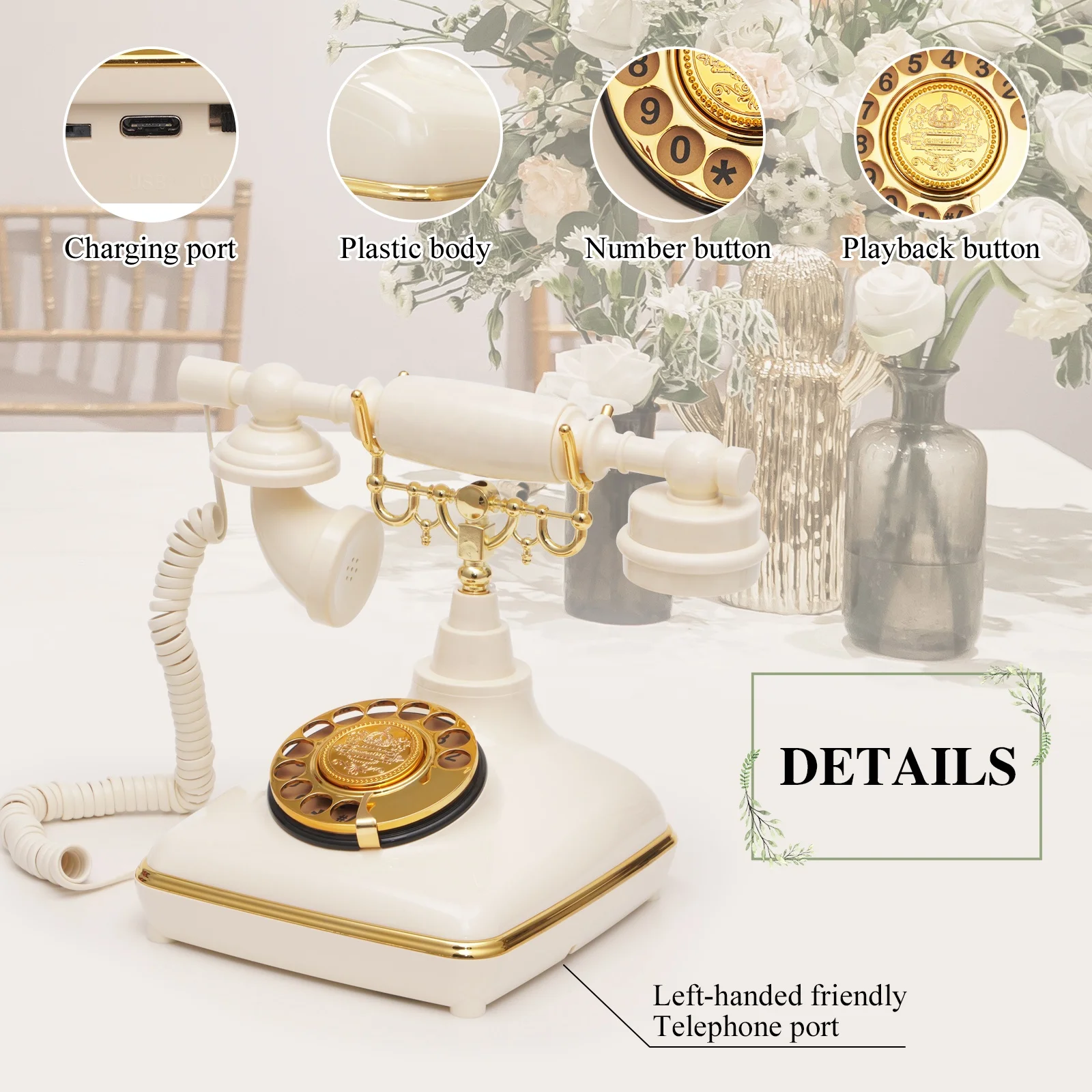 Audio Guest Book Customized Phone Antique Phone Popular Party Wedding Supplies Audio Message Guestbook Rotary Dial Vintage Phone