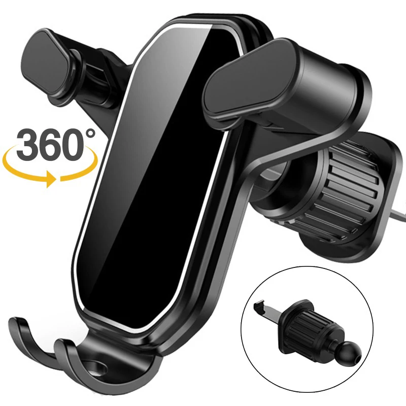 Universal Car Phone Holder with Ventilation Hook Base for 360 Degree Rotation Installation Anti Shake Supports All Phone Xiaomi