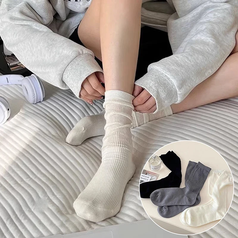 

Lolita Socks Hollow Out Breathable Summer Stacked Socks Thin Mid-calf Socks Lady Casual Socks