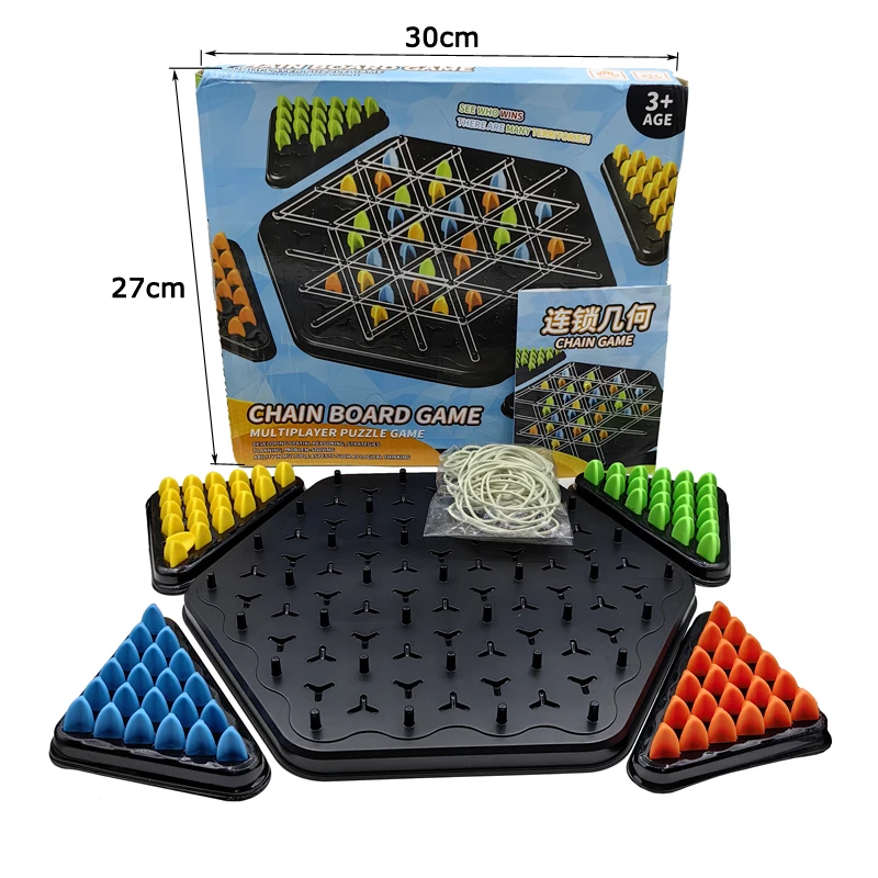 Chain Triangle Chess Game Triggle Rubber Band Game Educational Interactive Game Logical thinking Battle Set Family Party Gifts