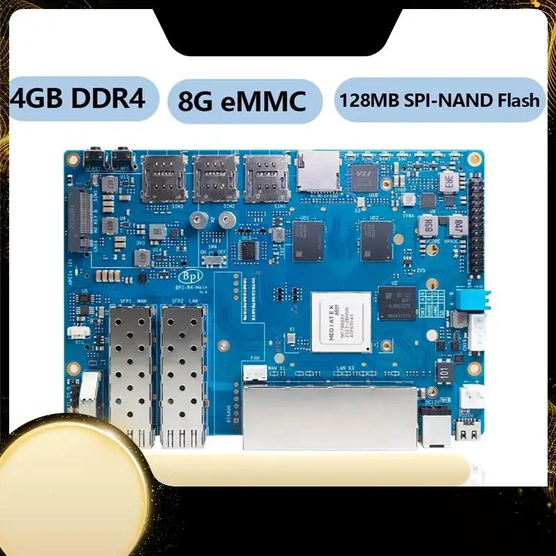 

Для Banana Pi BPI-R4 Mediatek MT7988A четырехъядерный кронштейн Cortex-A73 4 ГБ DDR4 8 ГБ EMMC умная плата маршрутизатора прочный