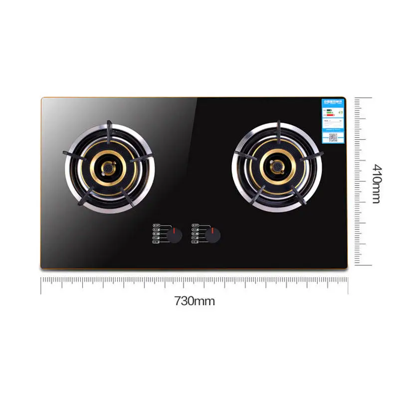 2口ガスコンロ - アルミ合金エッジキッチン調理台、家庭用安全機能付き家電