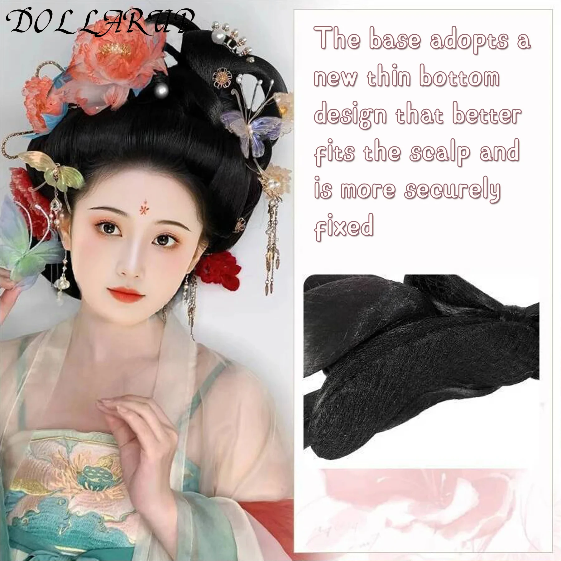 JKL الاصطناعية العتيقة Hanfu شعر مستعار المرأة قطعة واحدة كسول شعر مستعار حقيبة العتيقة الملتوية الشعر عقدة اليومية تنوعا التصميم الوسادة #4