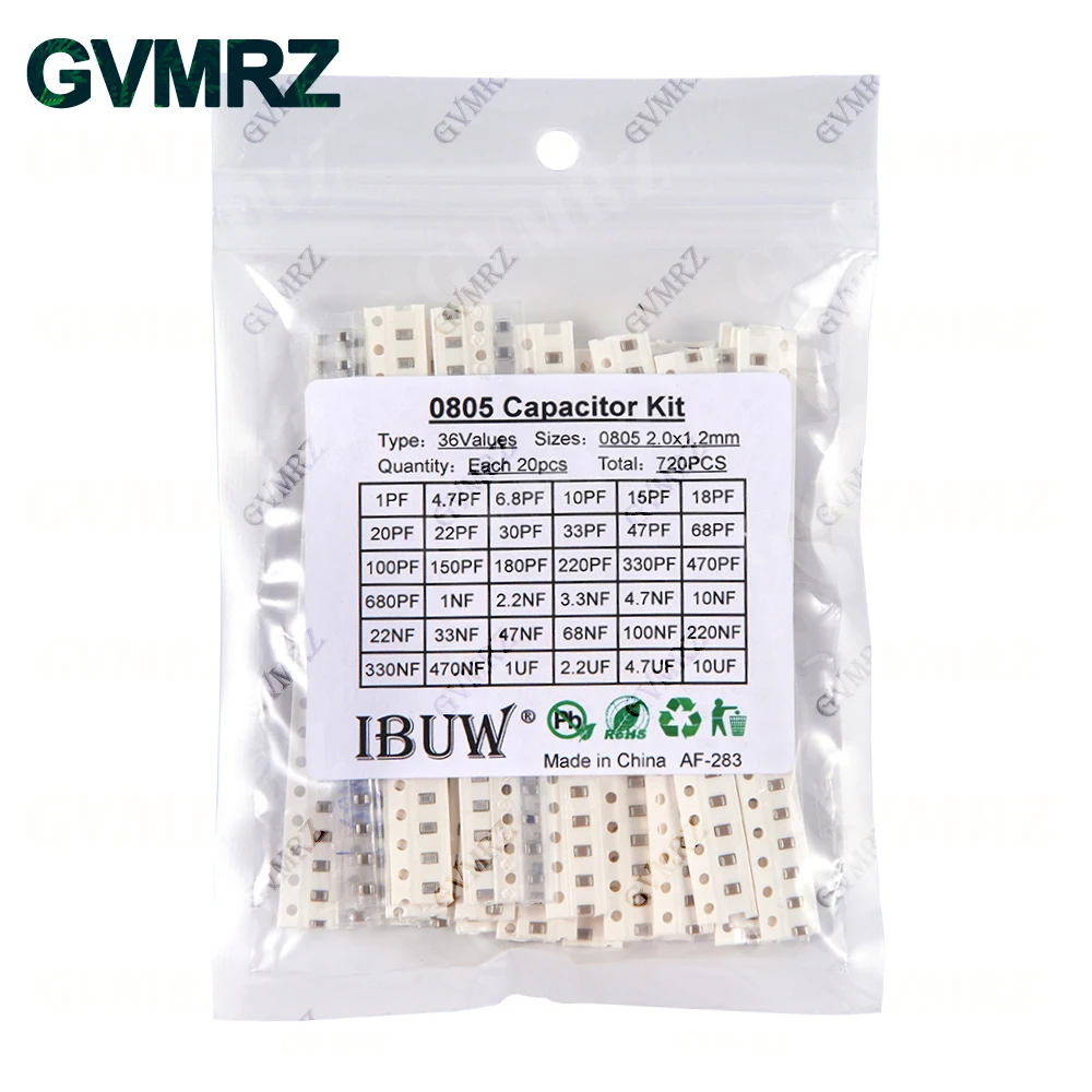 0402 0603 0805 1206 SMD-Keramikkondensator-Sortiment-Kit 1 pF – 10 uF 100PF 10NF 100NF 0,47 UF 1 UF Chip-Kapazitätsset