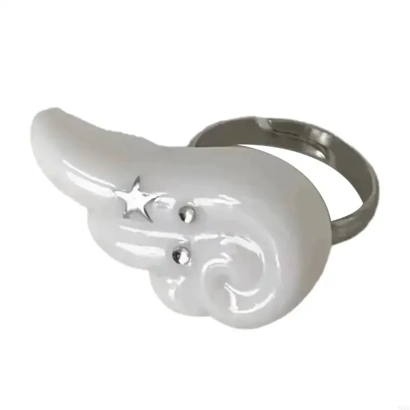 Тяжеющее кубическое циркониевое крыло открытое кольцо для женщин, регулируемые панк -готические кольцо кольца модный аксессуар